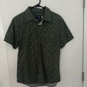 Men's Olive Organic Cotton Patterned Button Down Shirt